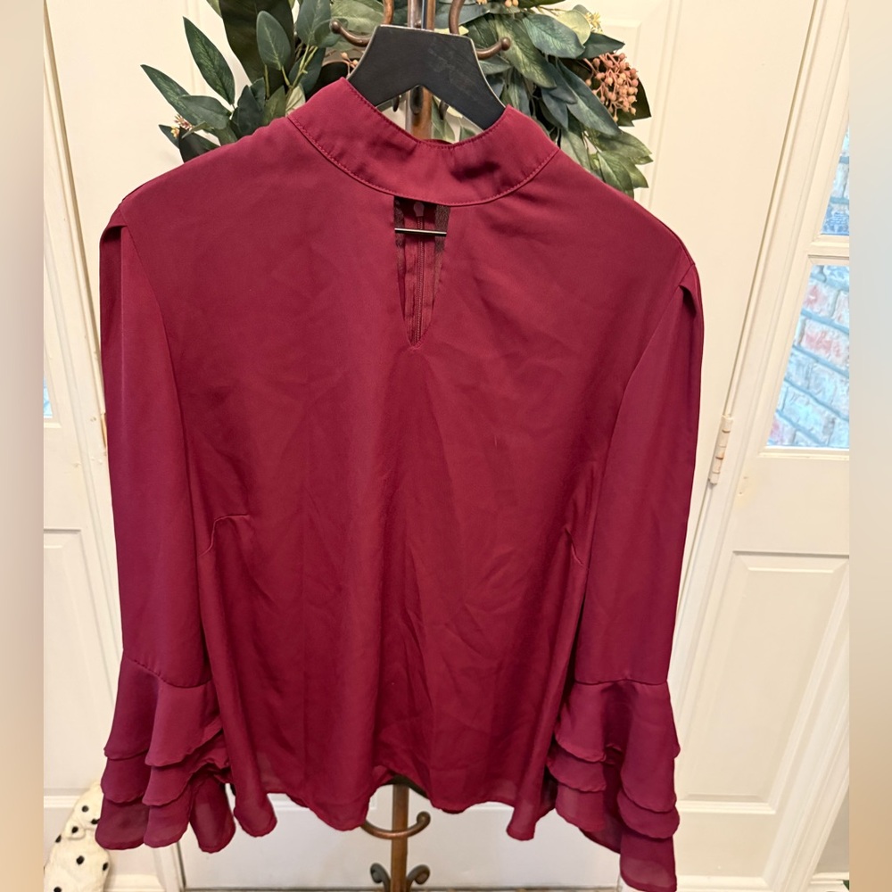 Star Style High Neck Dramatic Wide Ruffle Sleeves Top Blouse 3X